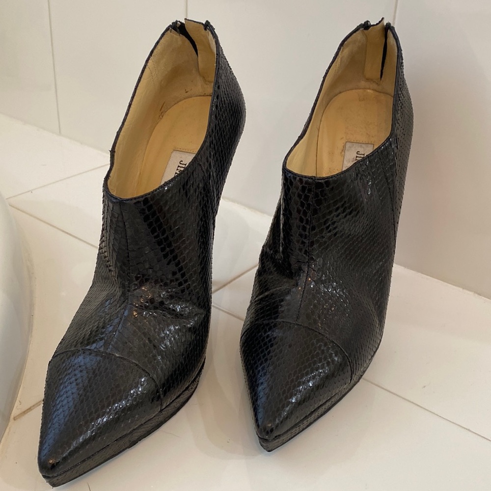 Jimmy Choo genuine snakeskin stiletto booties